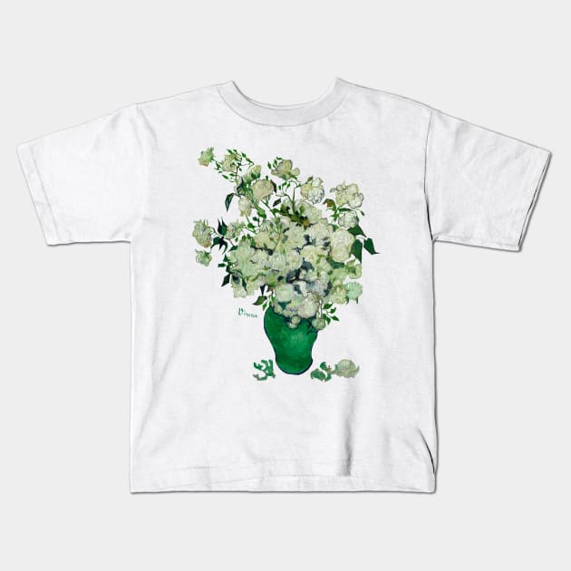 White roses by Vincent Van Gogh Kids T-Shirt by ArtOfSilentium